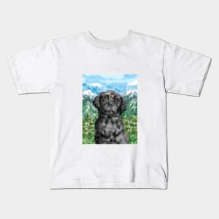 Black Labrador Retriever dog portrait painting Kids T-Shirt